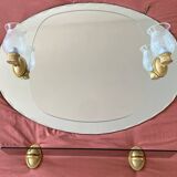 Bathroom mirror shelf and lamps