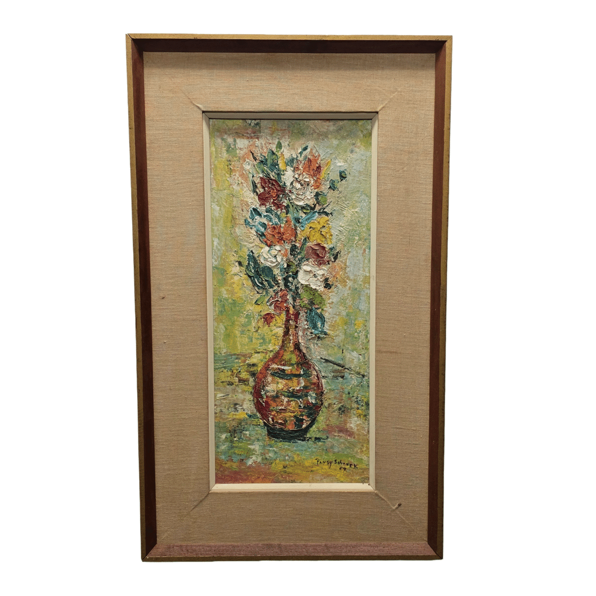 Vintage Flower Painting by Pansy Schenck, dated 1959