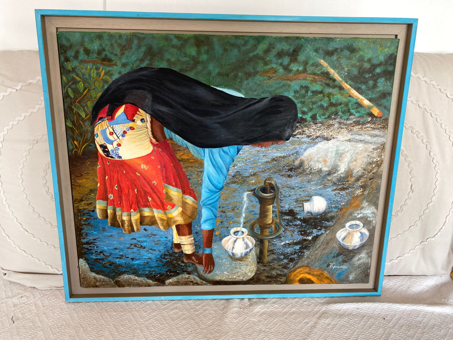 Ethnic painting signed Herrerias from 2005