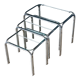 Three nesting tables 1970 Chromed metal and glass top
