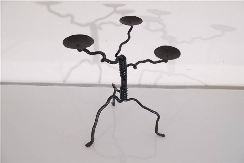 Vintage hammered iron candlestick 1970