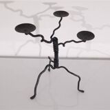 Vintage hammered iron candlestick 1970