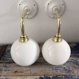 Pair of white opaline sconces