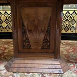 Art deco walnut dining table with central leg