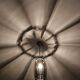 Glass chandelier, chrome and smoked glass in the Fontana Arte style from the 1970s.