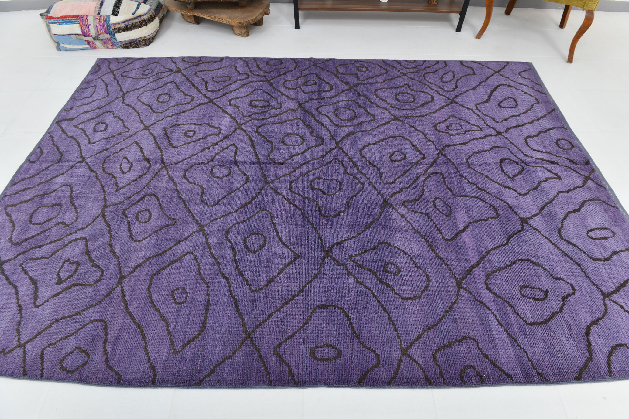7x9 modern vintage purple  hemp area rug,