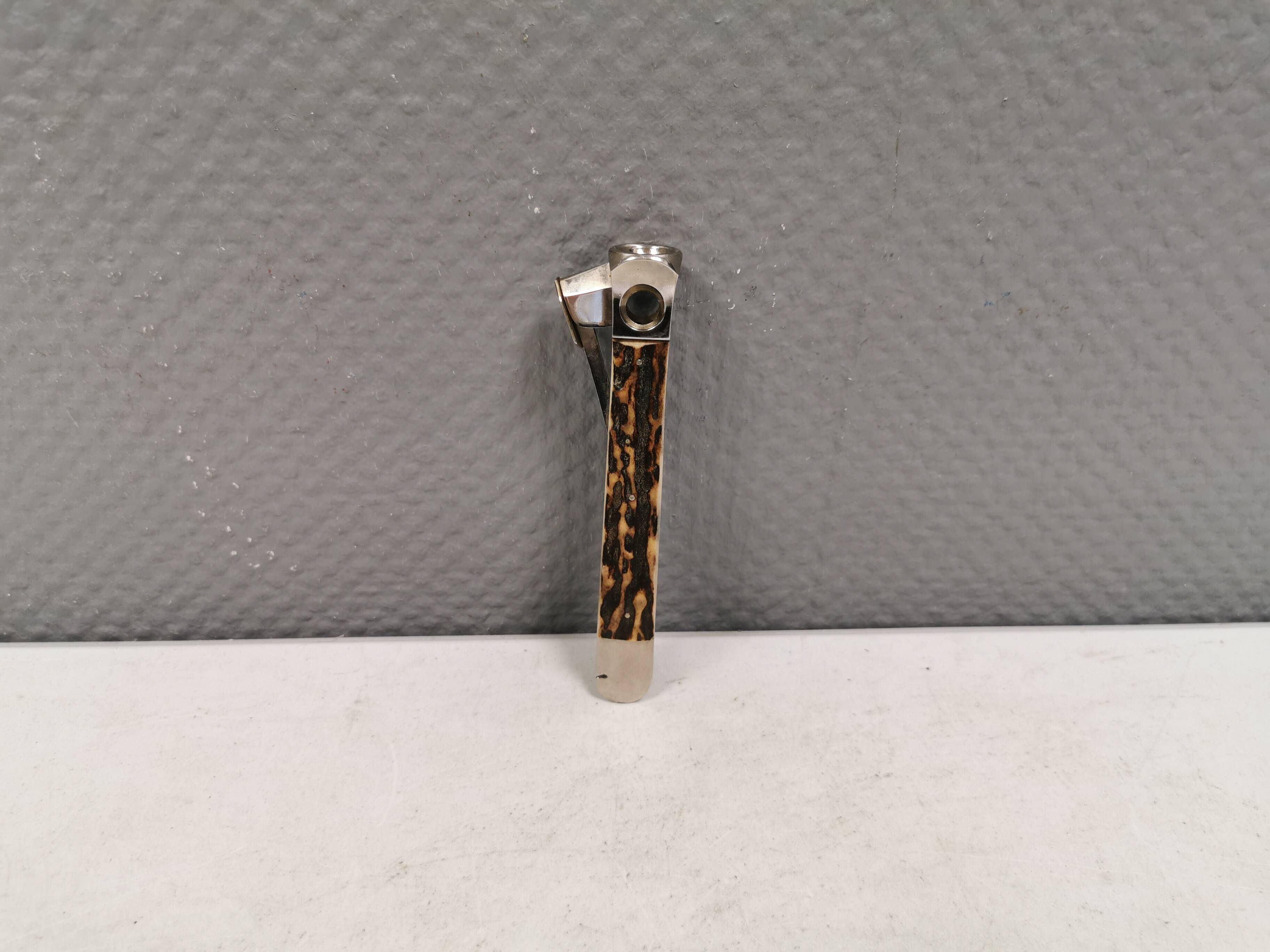 Old cigar cutter of stag horn and stainless steel. Solingen Germany 50-60s