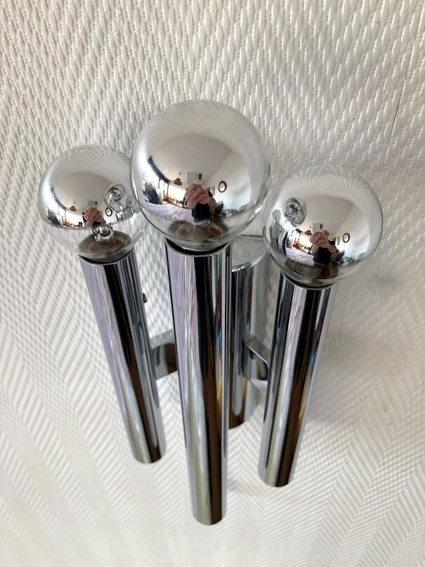 Chrome wall lamps from the 70s