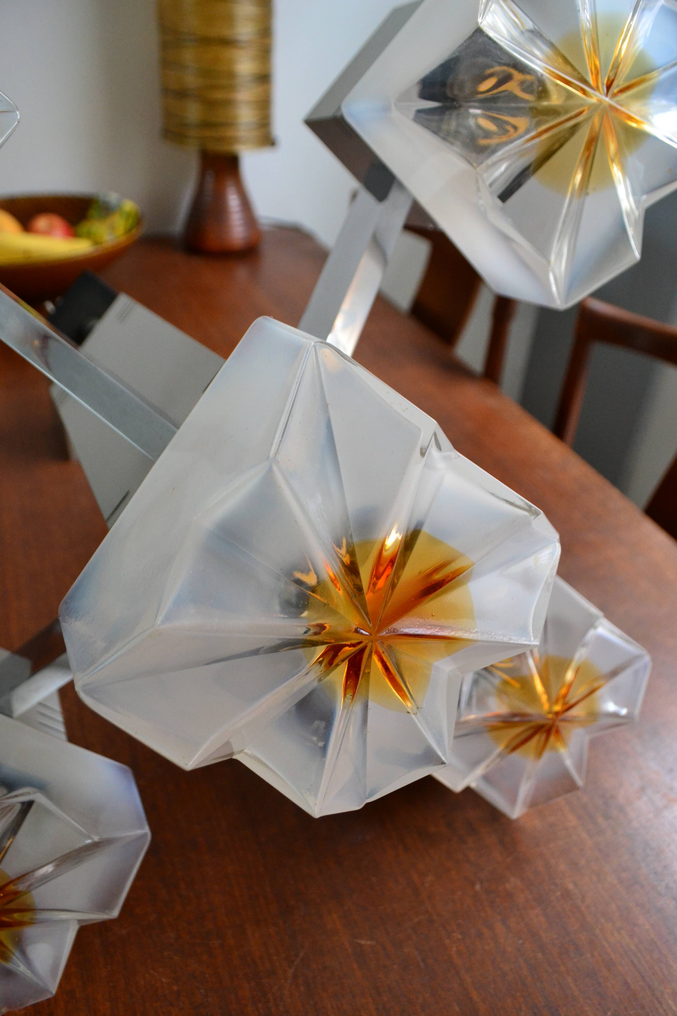 Lustre cubique Sciolari Chrome verre de Murano 60/70s