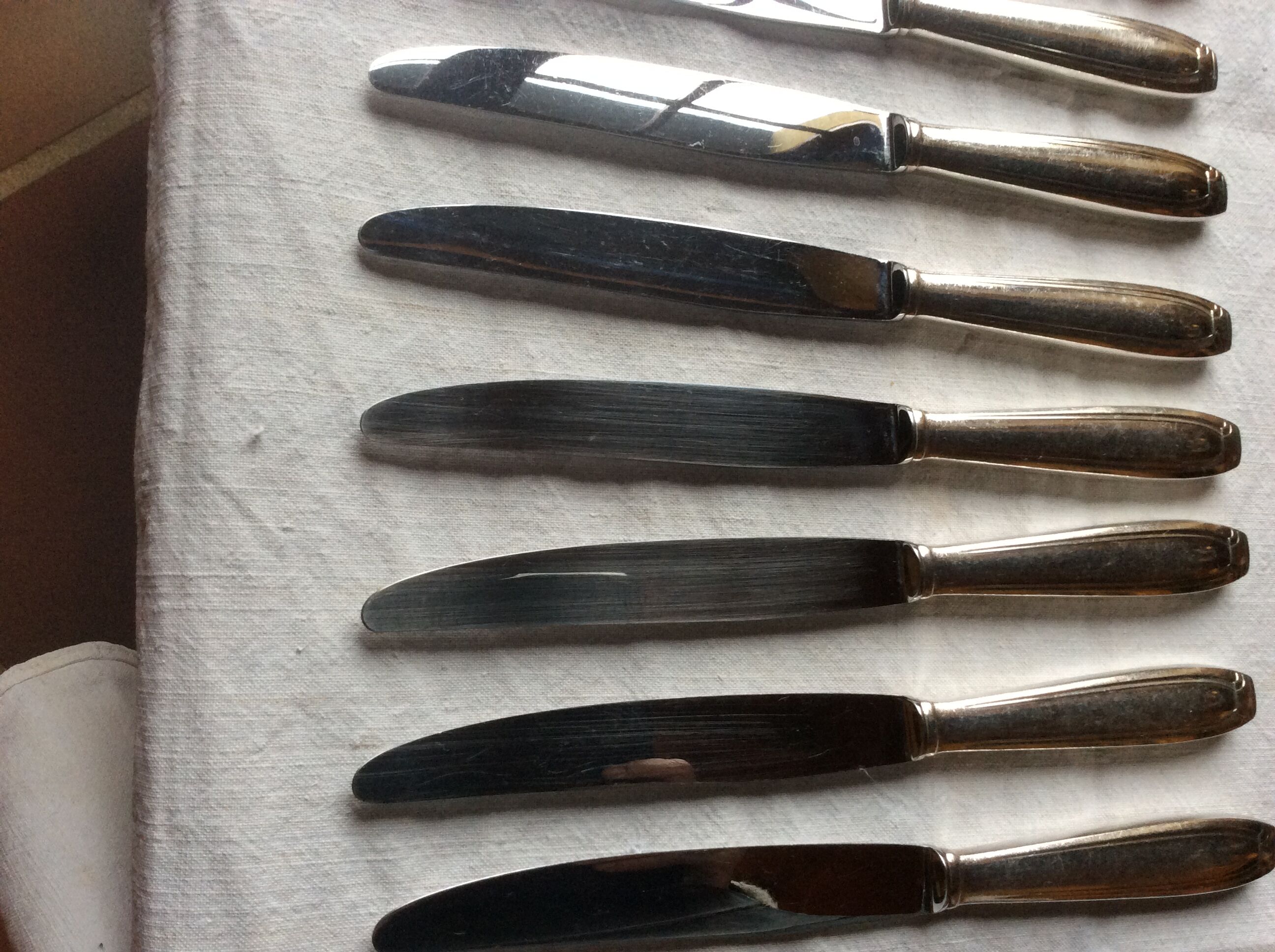 Art Deco silver metal knives