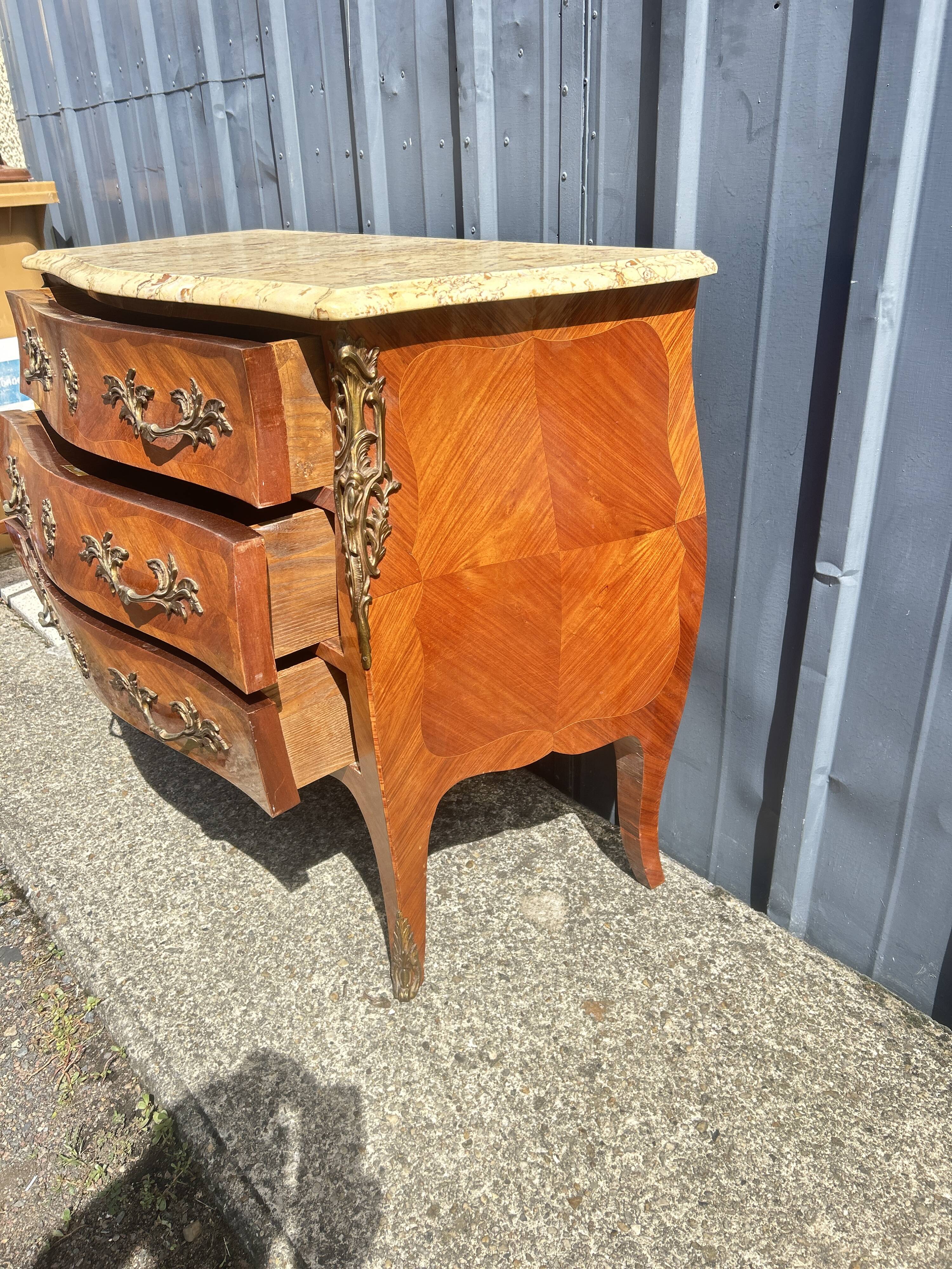 Louis XV Style Commode, 3 drawers, rosewood, marble top