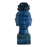 Aldo Londi for Bitossi Kwan Yin Buddha Rimini Blu, Italy, 1970s