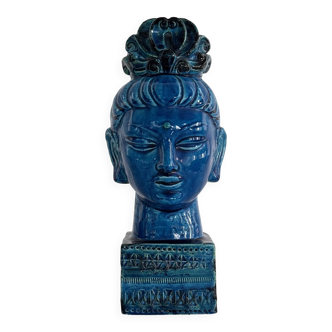 Aldo Londi for Bitossi Kwan Yin Buddha Rimini Blu, Italy, 1970s