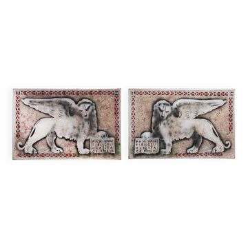 Paintings "lions of venice" by gio magri, set of 2, 1970s