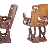 Set of 4 carved armchairs, 1950