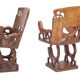 Set of 4 carved armchairs, 1950