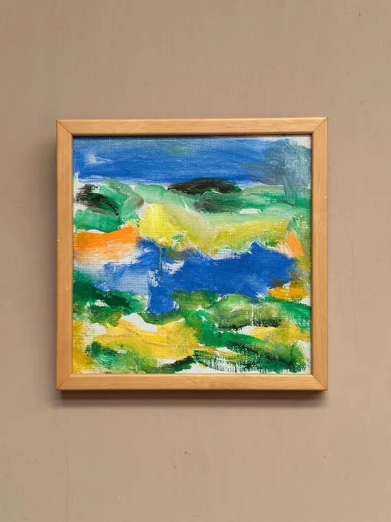 Huile sur toile originale suédoise – "Composition" par Inge Blomqvist