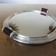 Round aluminum mirror top with wooden handles 40s 50s