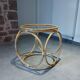 Table basse en rotin, bambou et verre, Design Space Age Vintage