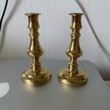 Lot of two ancient chandeliers in golden brass