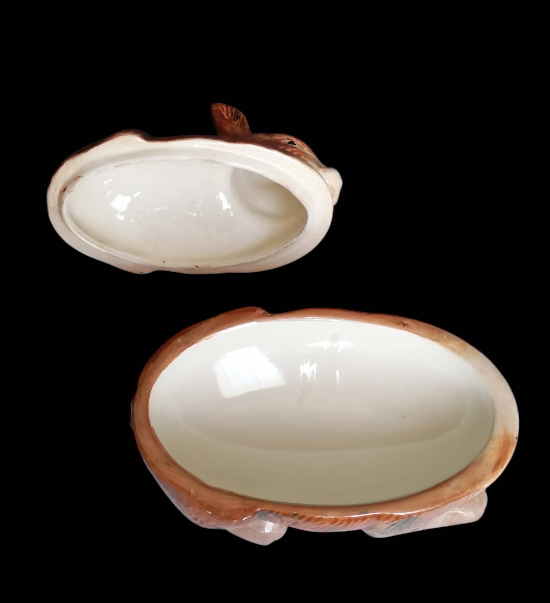 Zoomorphic majolica terrine from Portugal rabbit