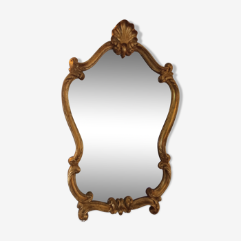 Golden wood mirror decor shell 76 x 47 cm