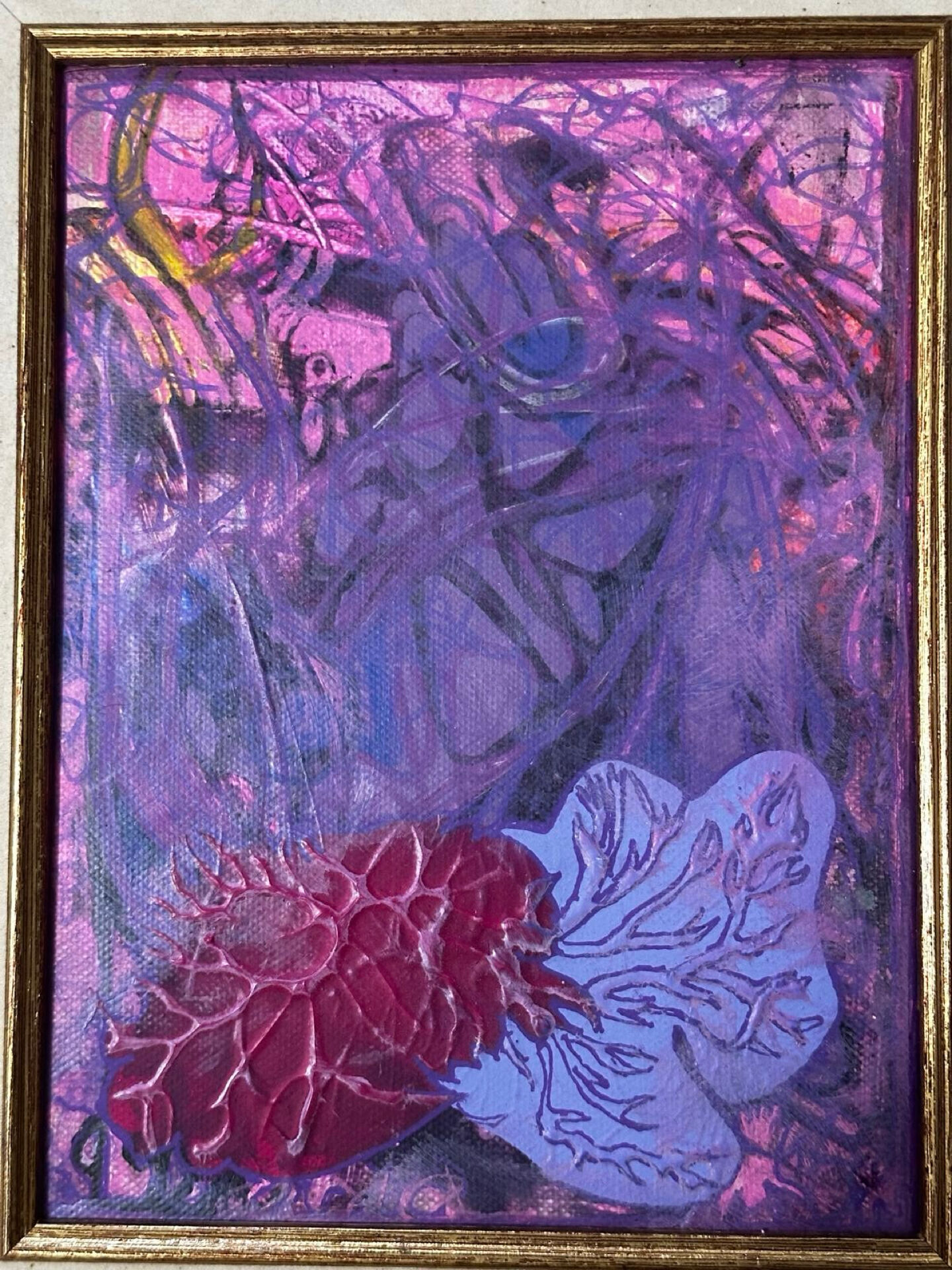Abstract painting signed Bernard Ledain (1944-2024), mixed media on