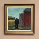 Swedish Oil on panel "man standing" by Svan Grandin, Vintage & Framed 40×38cm