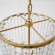 Chandelier antique four flames with glass beads, brass, boho lamp