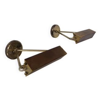 Pair of vintage wall lights, gilded brass, France 1970