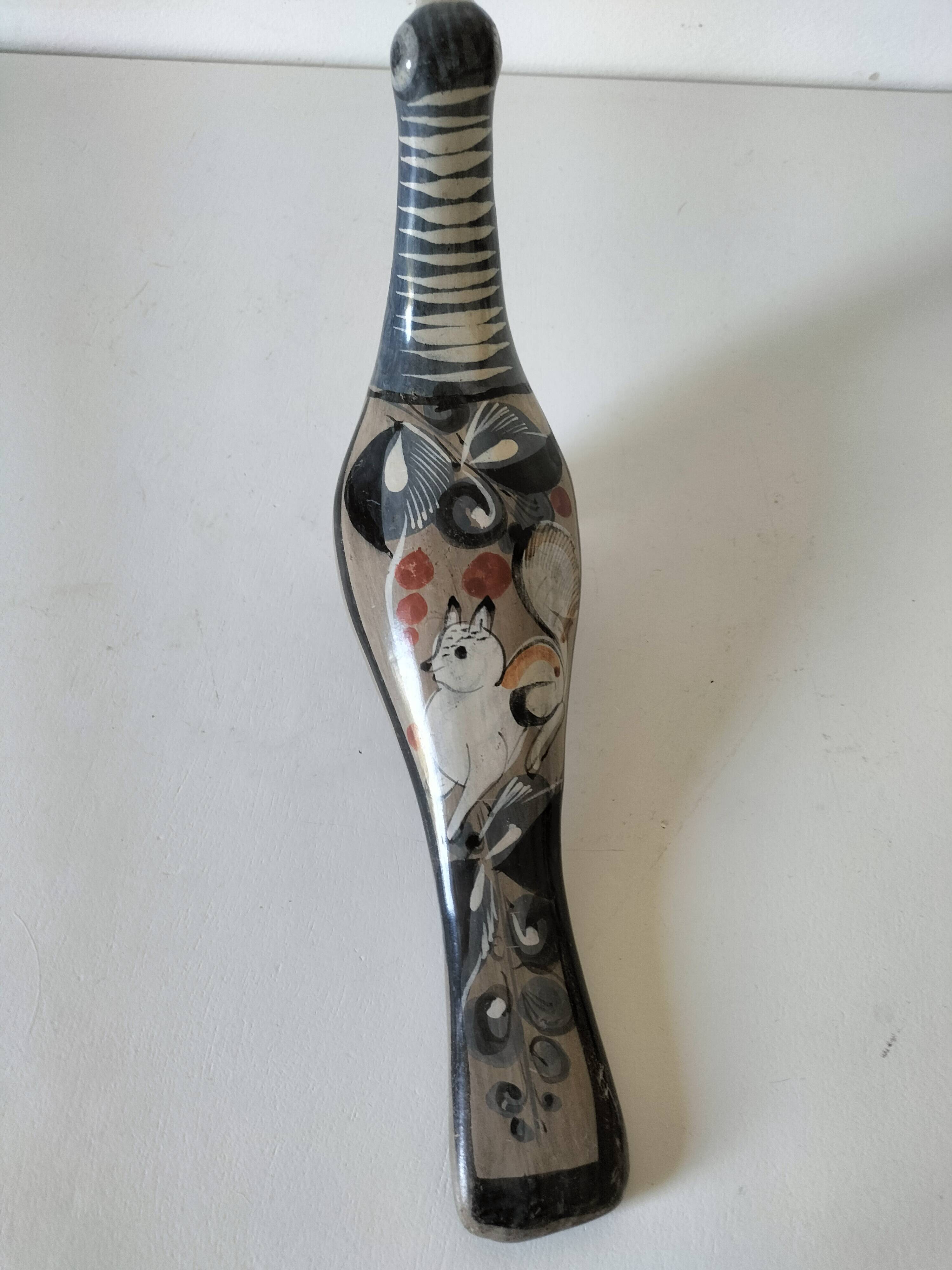 Ceramic dove from Mexico – Decorated with nahual cat
