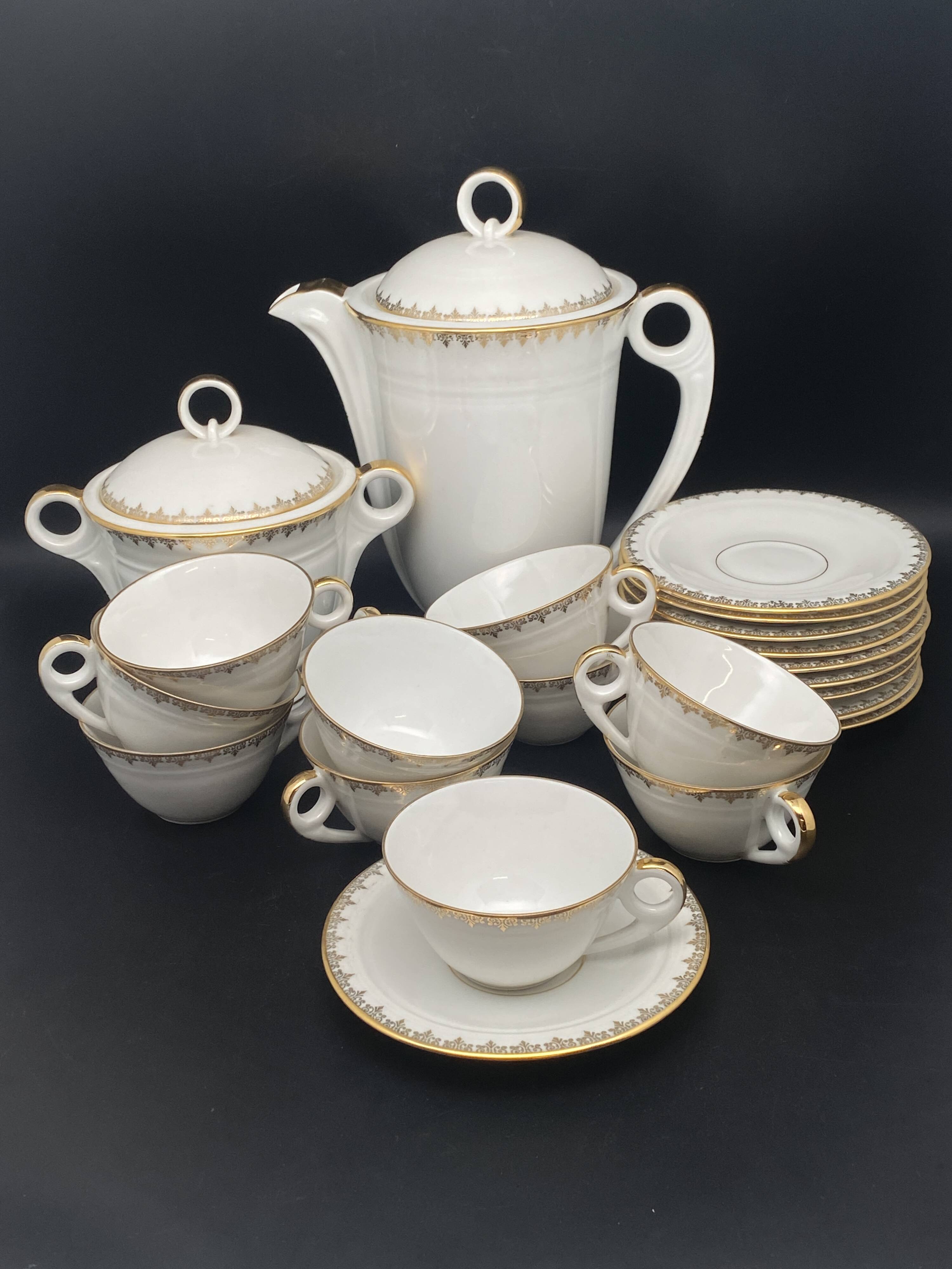 White and gilded Limoges porcelain tea/coffee service – MPM0724SV1