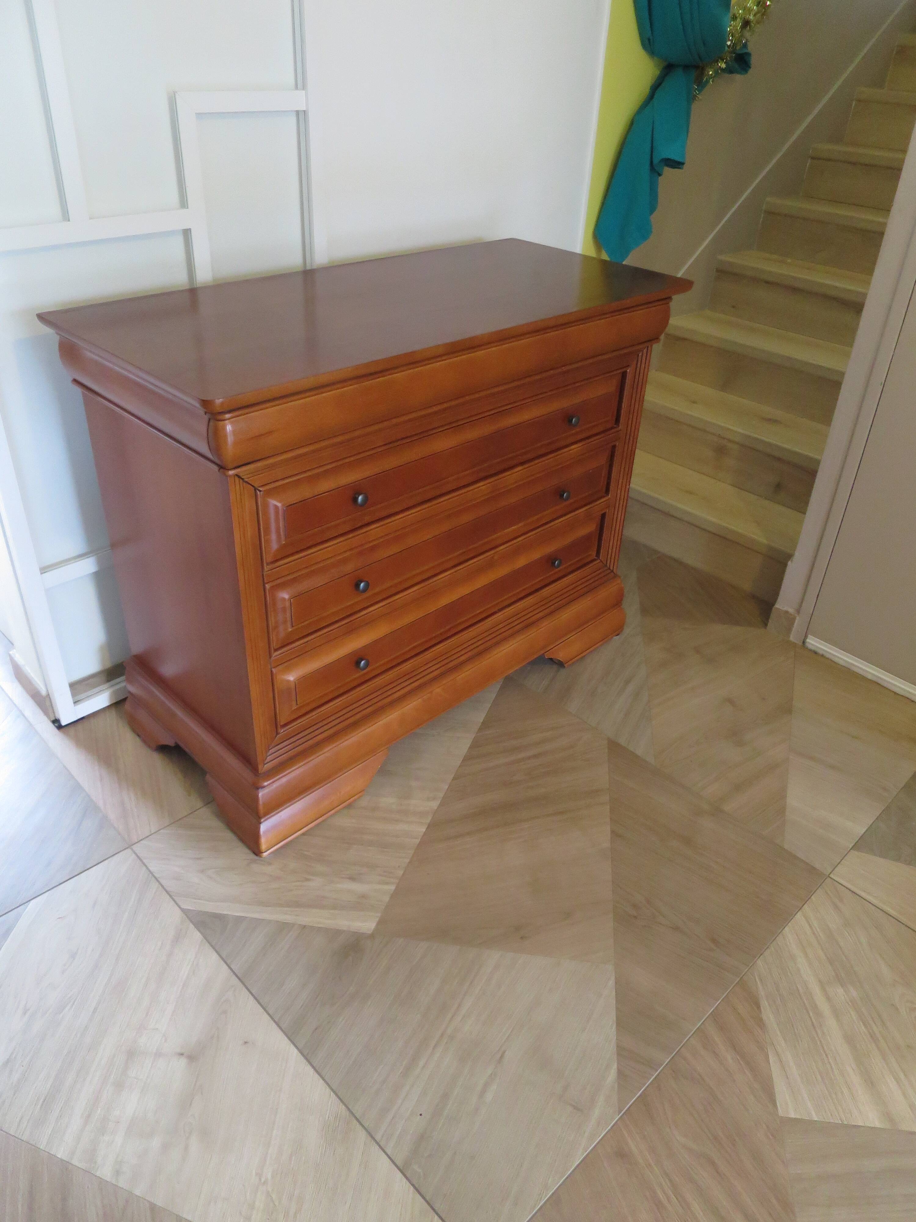 Chest of drawers in solid cherry wood with a curved top - Louis Philippe style - 4 drawers