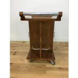 Desserte chariot bar style art déco bois roulettes