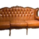 Louis XV padded leather sofa, baroque leather sofa