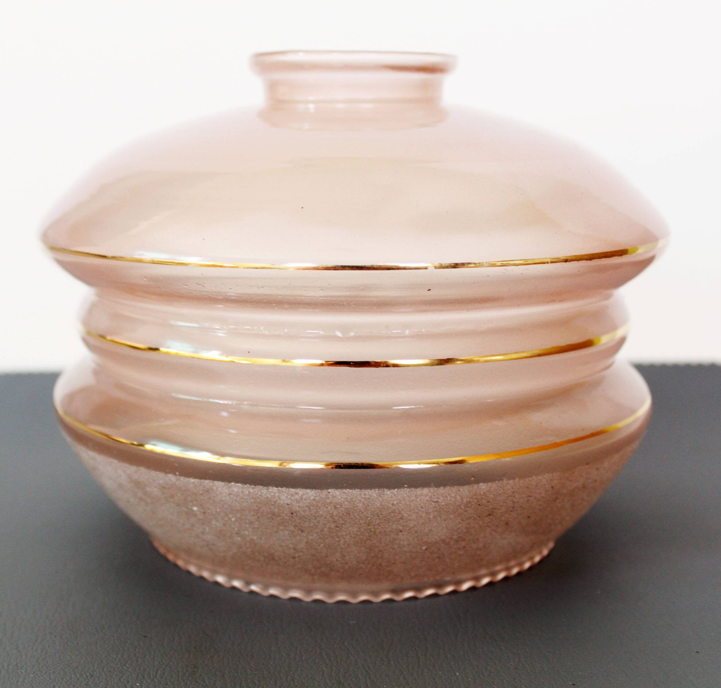 Large Art Deco frosted pink glass globe, shade, frosted glass