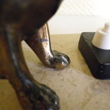 Table lamp, art deco, marble, opaline, bronze patinated metal decoration, switch