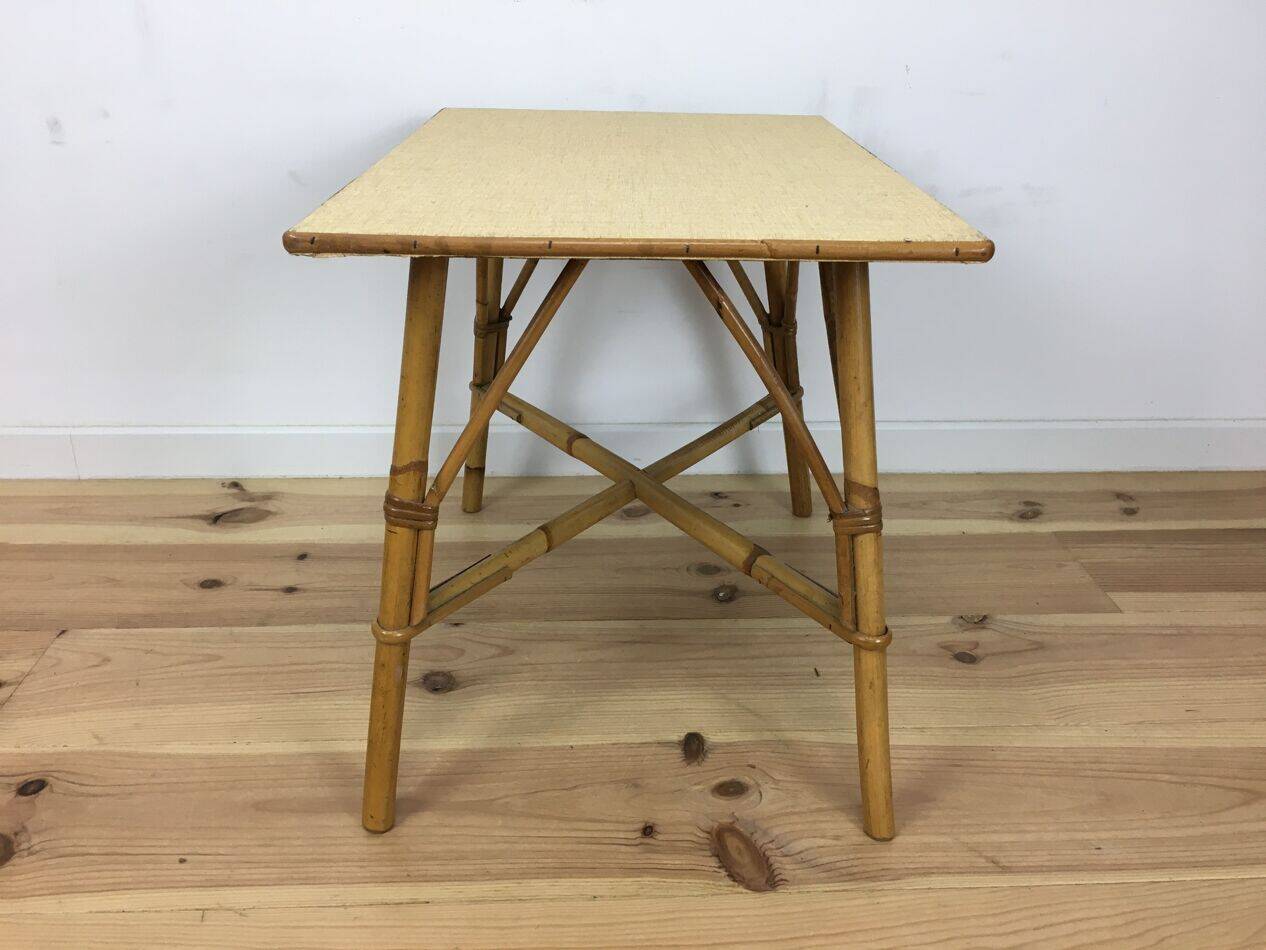 Table d'appoint en rotin vintage, années 60