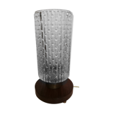 Lampe veilleuse en teck et verre scandinave des années 50/60