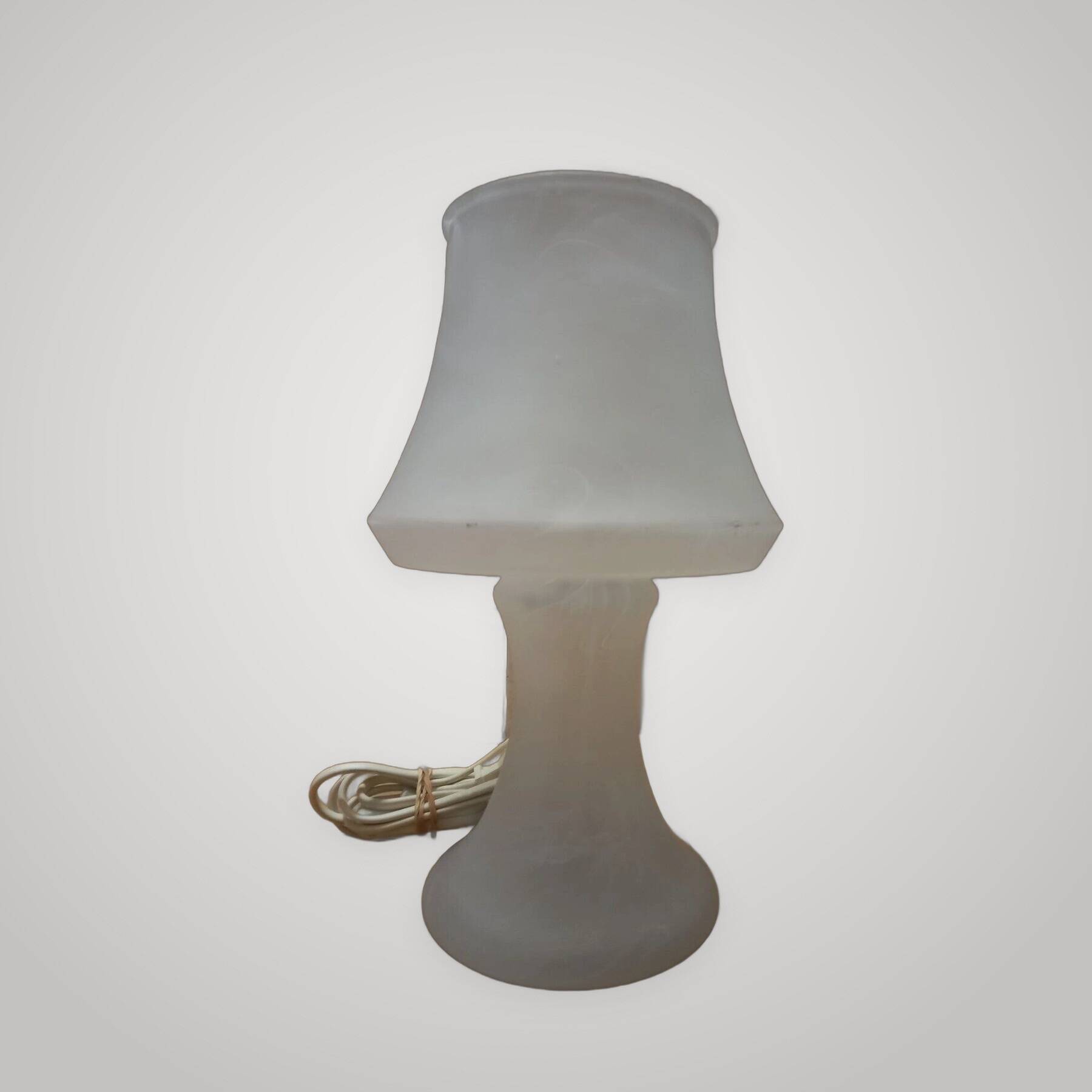 Vintage Murano Opaline Mushroom Lamp with Tinsel Diffuser? Smoke Table.