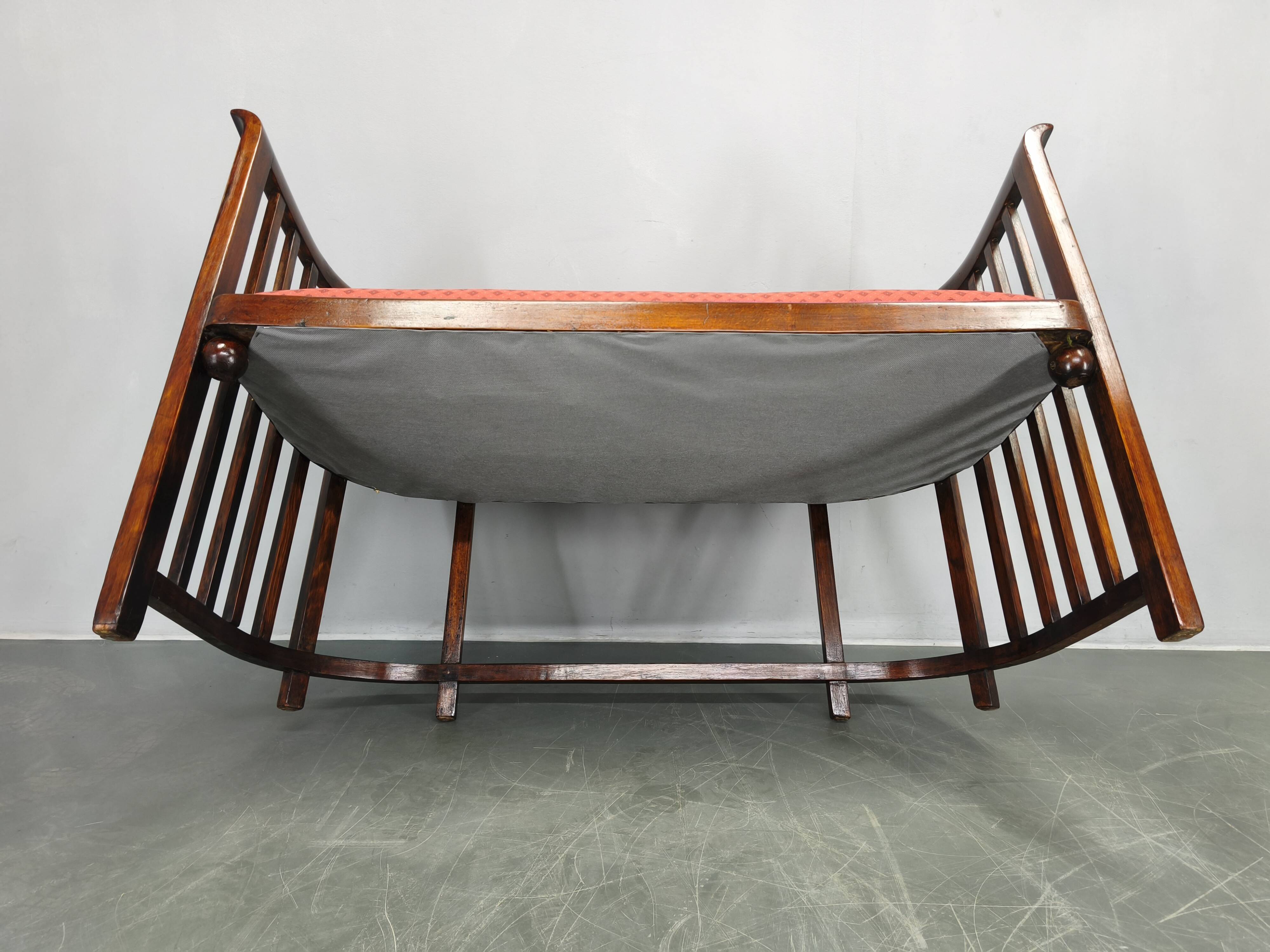 Josef Hoffmann Art Deco Beech Sofa, Vienna Secession, 1920s