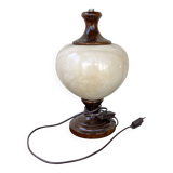 Vintage wooden and alabaster lamp – baluster shape