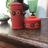 Vintage orange toilet storage boxes