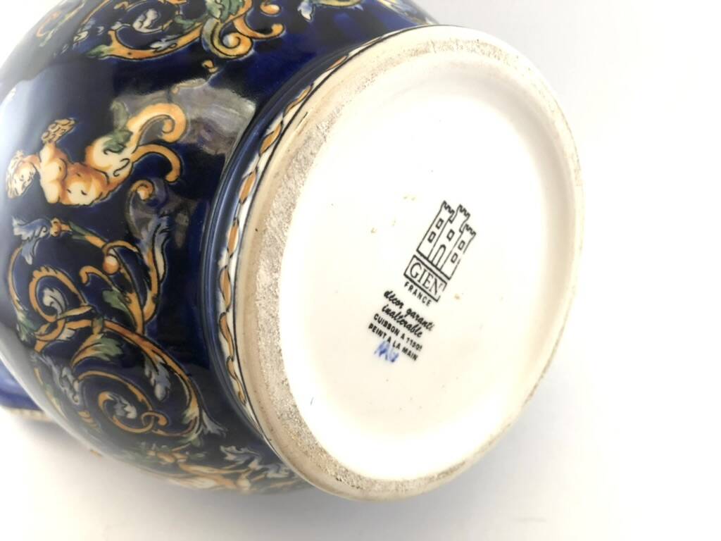 Grand pichet en faïence bleue de Gien – Modèle Renaissance
