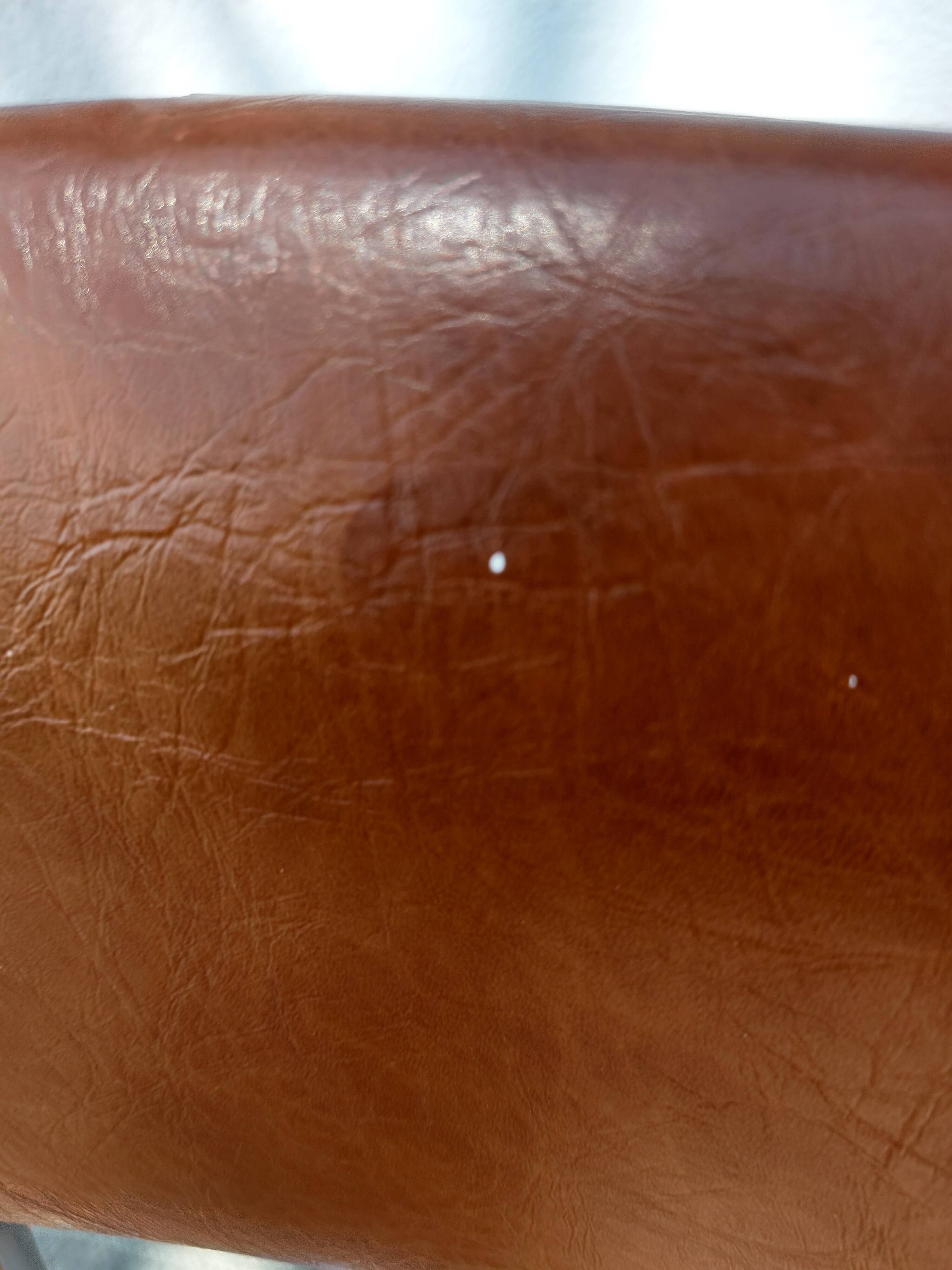 3 stainless steel tube chairs and faux leather, vintage