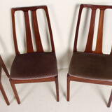 Table of dining room chairs in teak and retro vintage 1970s Nathan