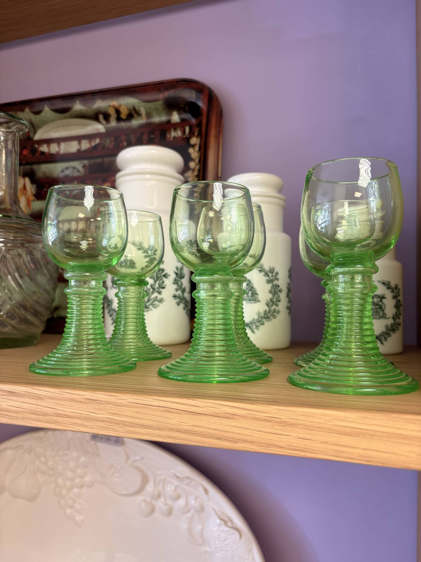Set of 6 Alsatian crystal stem glasses in ouraline – Röme style