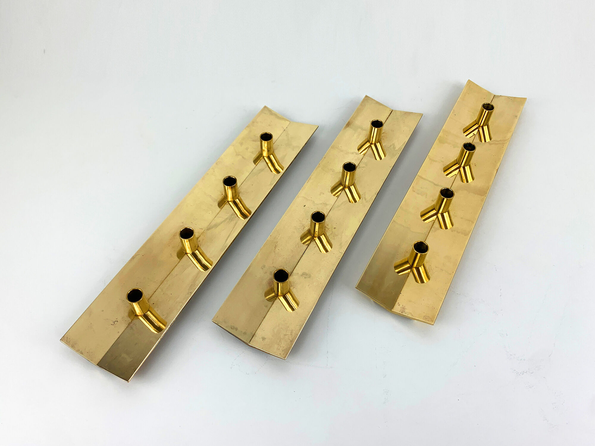 Scandinavian brass candle holder, vintage, Pierre Forsell for Skultuna, 1960