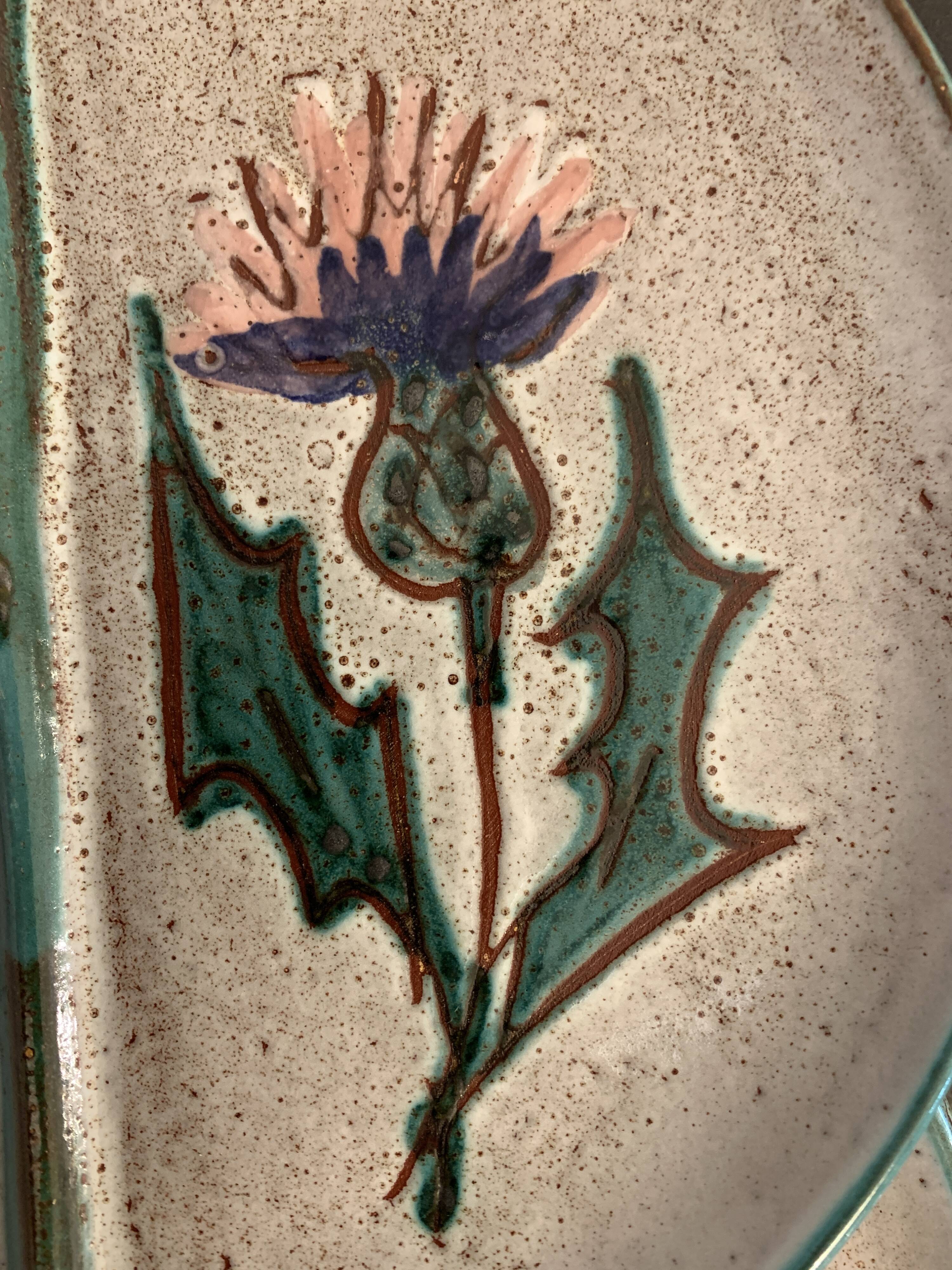 6 ceramic plates, model chardons, Daniel Etienne, Vallauris, 1970