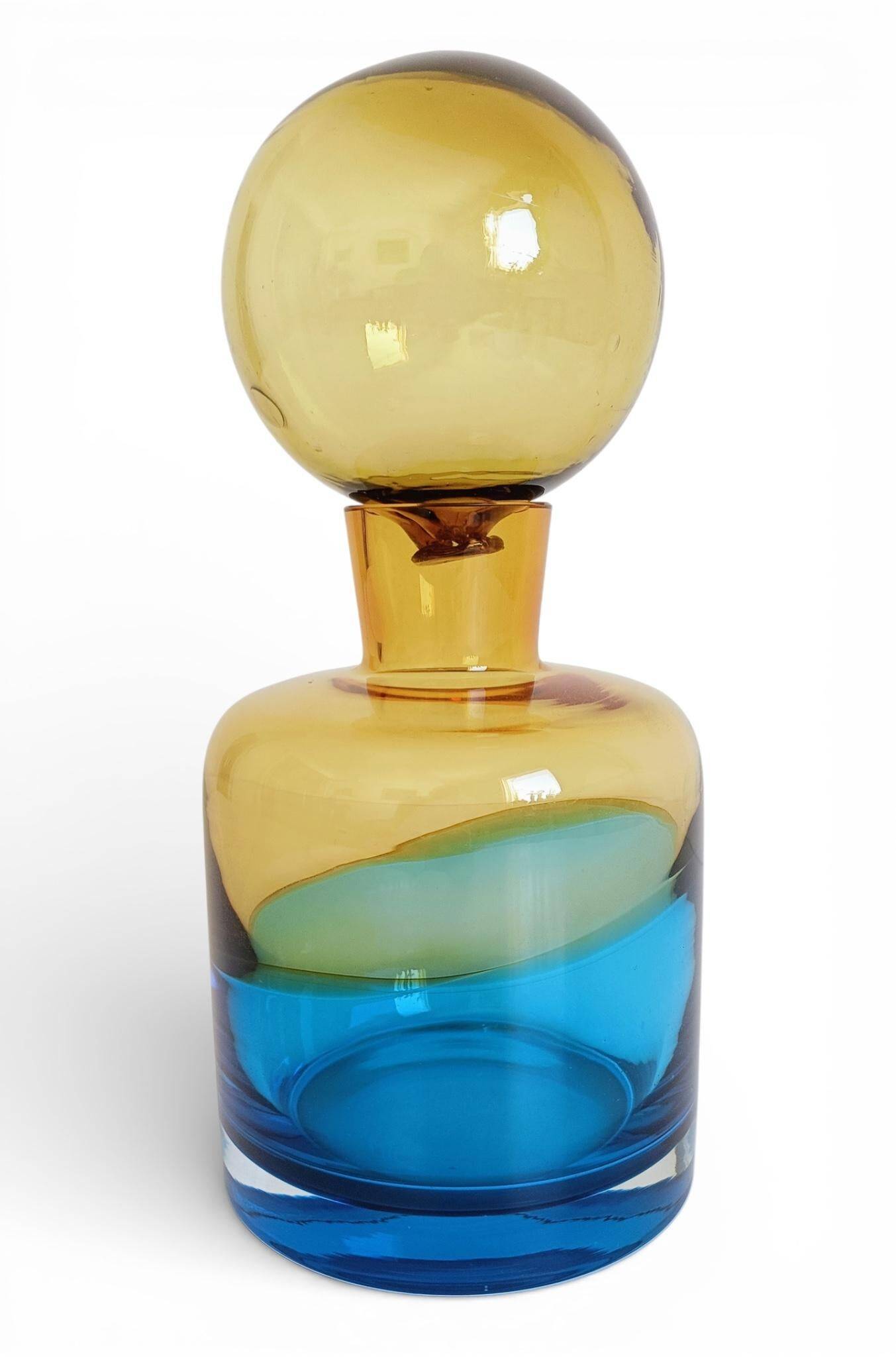 Sommerso Murano Art Glass Bottle In The Style of Flavio Poli for Seguso